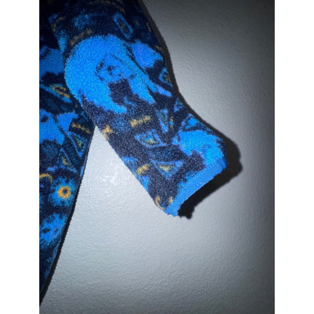 Columbia Infant Fleece Bunting Blue Bear Wolf Aztec Print Hooded Romper 6-12M - Picture 4 of 7